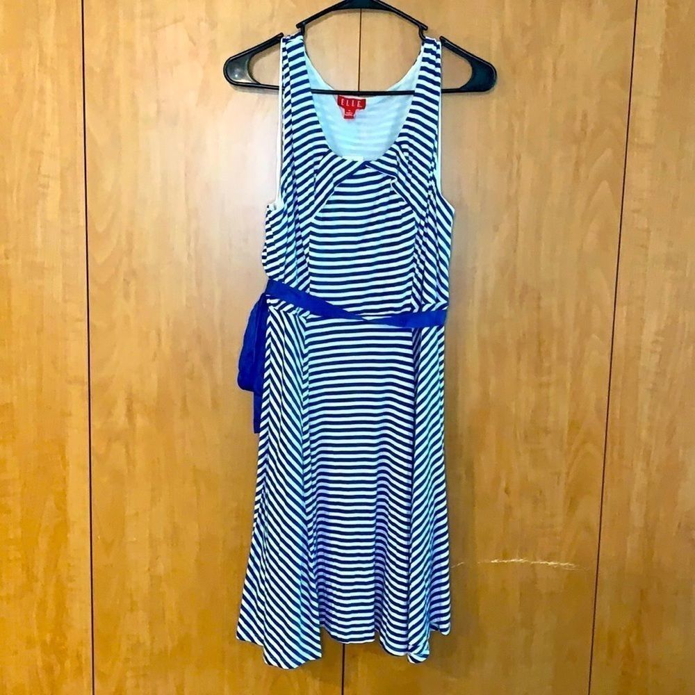Elle XL blue white striped dress NWTs layered soft